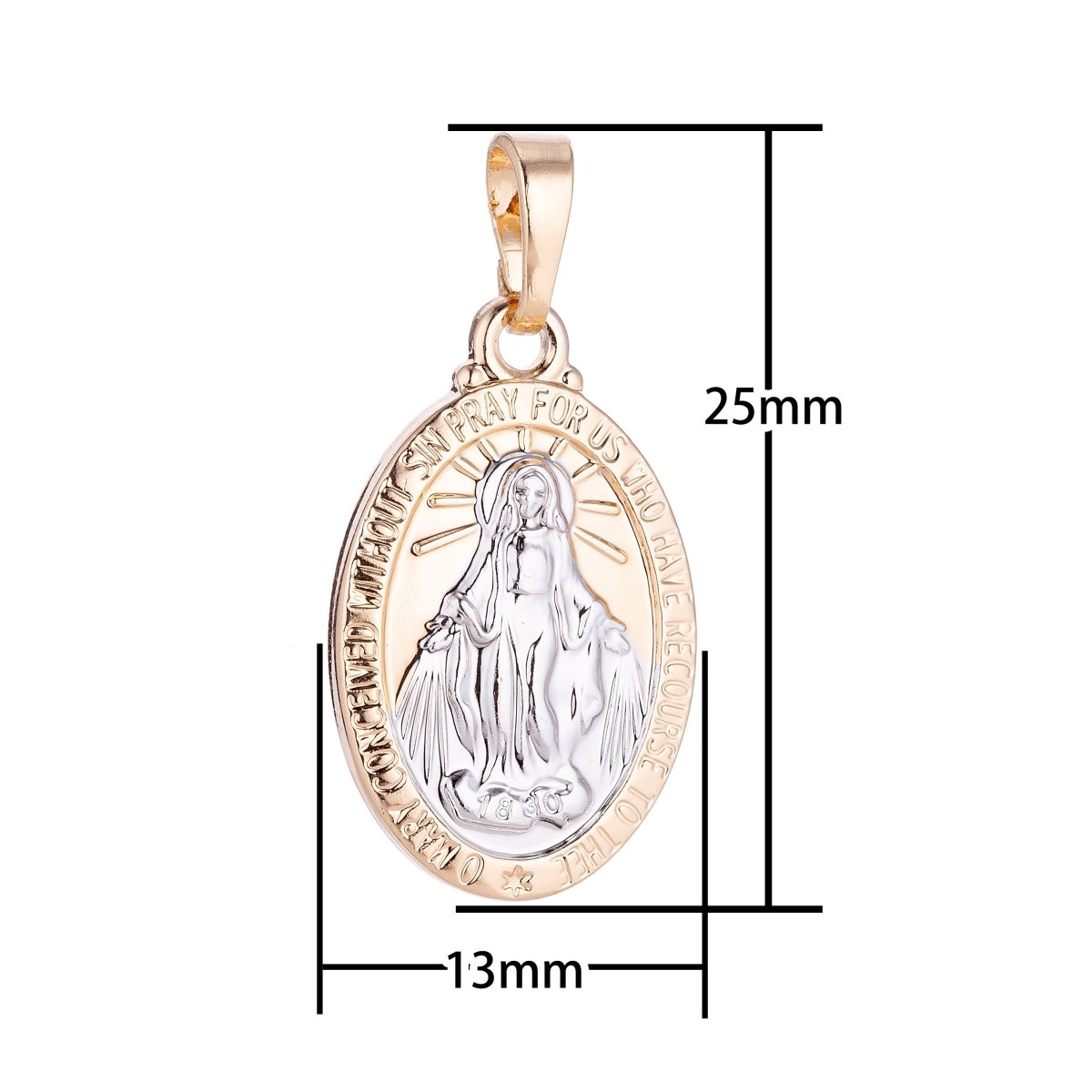 18k Gold Filled Mother Virgin Mary, Holy Divine Saint Pray for Us Necklace Pendant Bead Bails Findings for Jewelry Making H-607 - DLUXCA