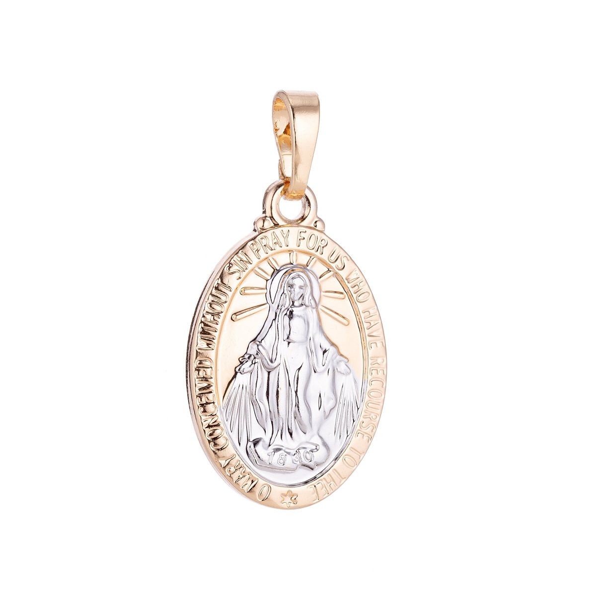 18k Gold Filled Mother Virgin Mary, Holy Divine Saint Pray for Us Necklace Pendant Bead Bails Findings for Jewelry Making H-607 - DLUXCA