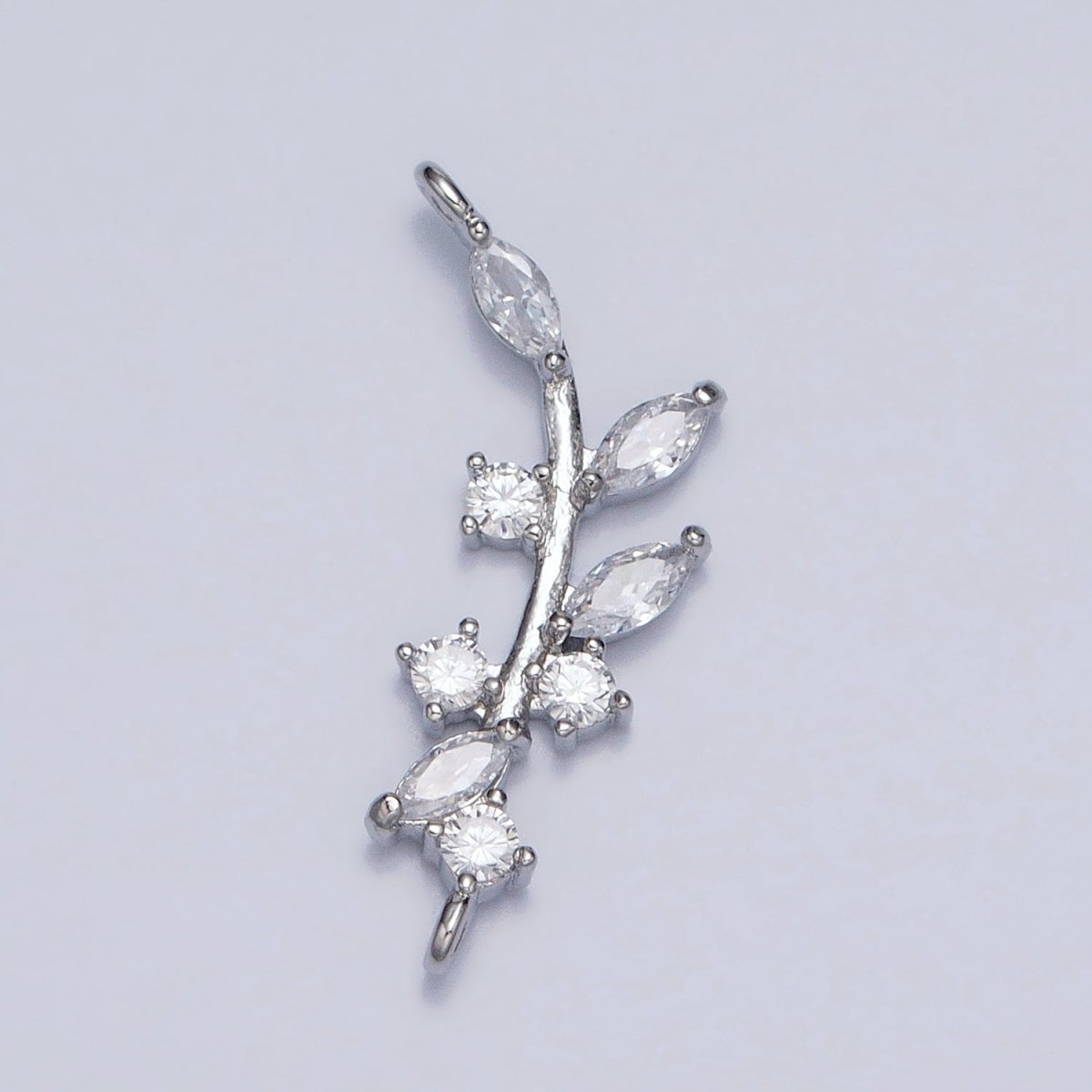 18K Gold Filled Nature Olive Leaf Marquise CZ Curved Connector in Gold & Silver | AA954 AA955 - DLUXCA