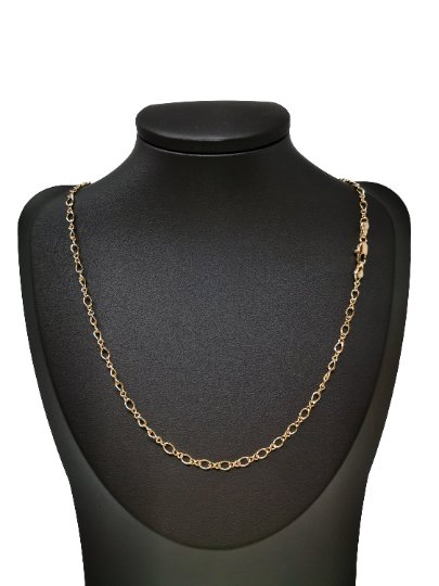 18k Gold Filled Necklace Figure 8 Chain Link Gold 17.7" Gold Figure Eight Style Necklace, Dainty 3mm Figure Eight Necklace w/ Lobster Clasps | CN-734 Clearance Pricing - DLUXCA