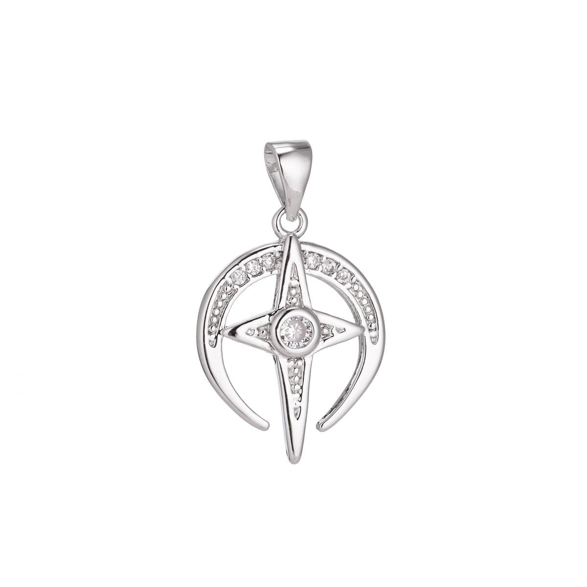 18K Gold Filled North Star of Bethlehem Minimalist Simple Cubic Zirconia Necklace Pendant Bracelet Earring Charm Bails for Jewelry Making H-913 - DLUXCA
