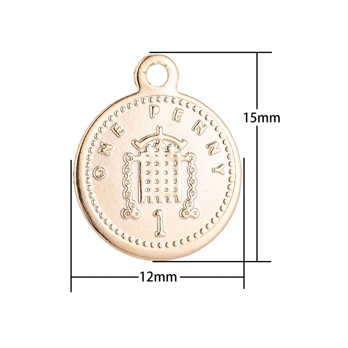 18K Gold Filled One Penny Coin Charm Pendant C060 - DLUXCA