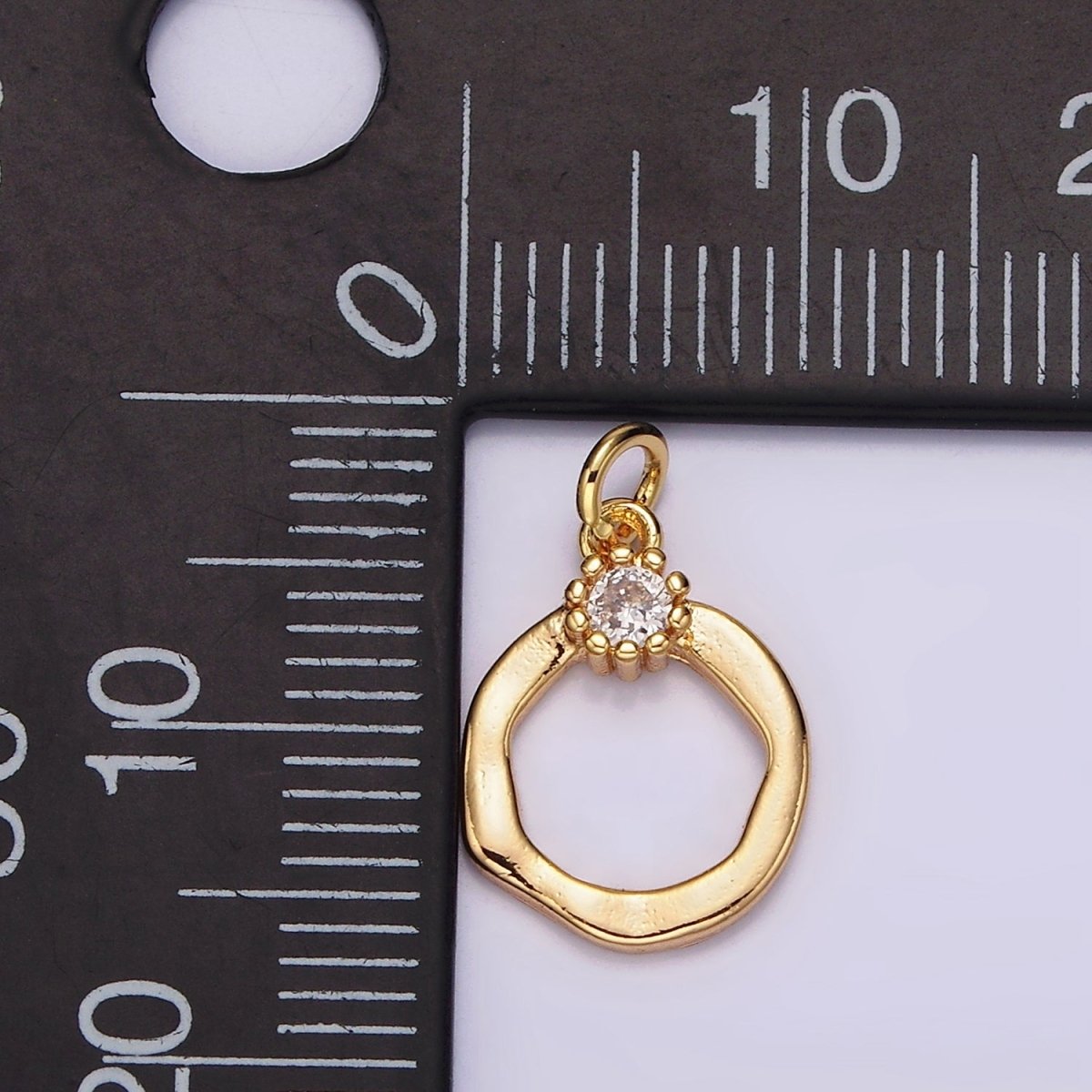 18K Gold Filled Open Circle Round Geometric Hammered Add-On Charm | N1763 - DLUXCA