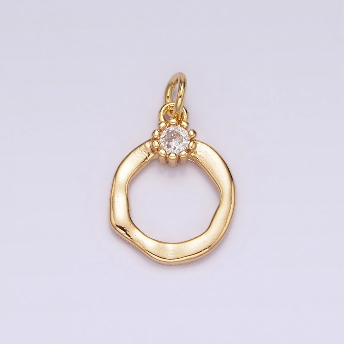 18K Gold Filled Open Circle Round Geometric Hammered Add-On Charm | N1763 - DLUXCA