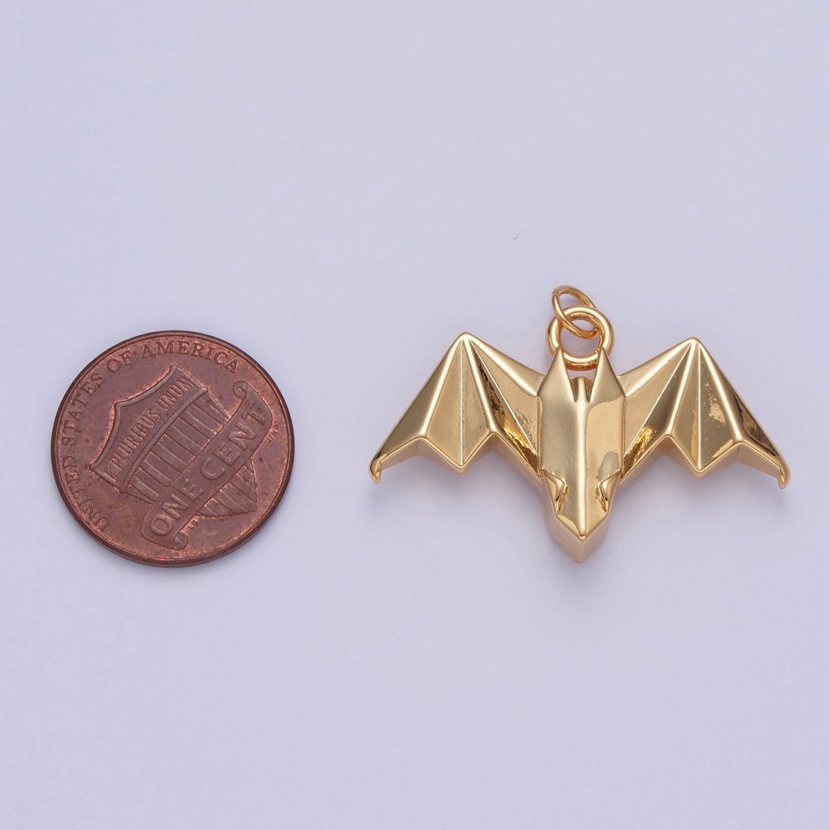 18K Gold Filled Origami Bat Halloween Nocturnal Animal Charm | X-080 - DLUXCA