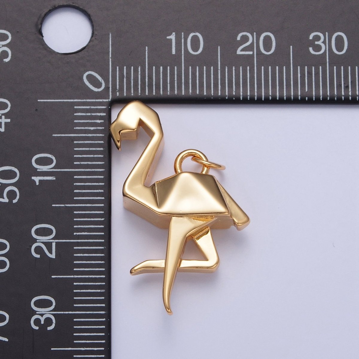 18K Gold Filled Origami Flamingo Flightless Bird Animal Charm | X-076 - DLUXCA