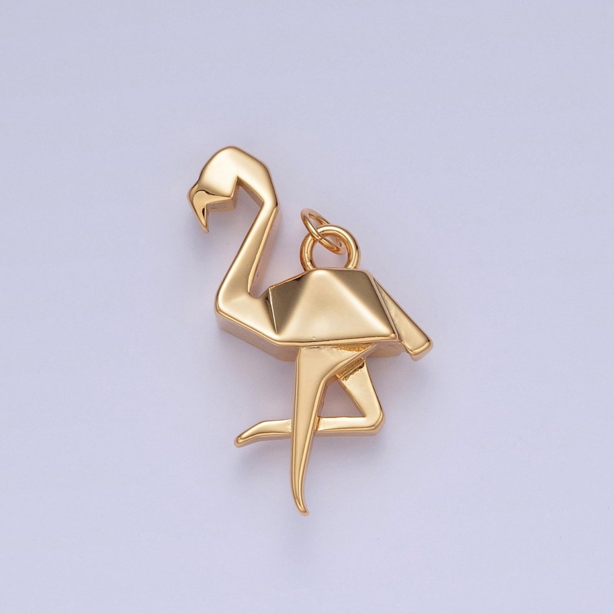 18K Gold Filled Origami Flamingo Flightless Bird Animal Charm | X-076 - DLUXCA