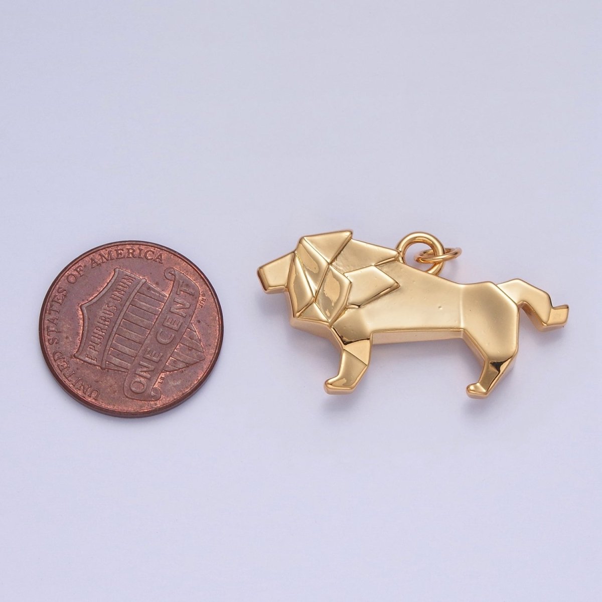 18K Gold Filled Origami Lion Wild Safari Jungle Animal Charm | X-078 - DLUXCA