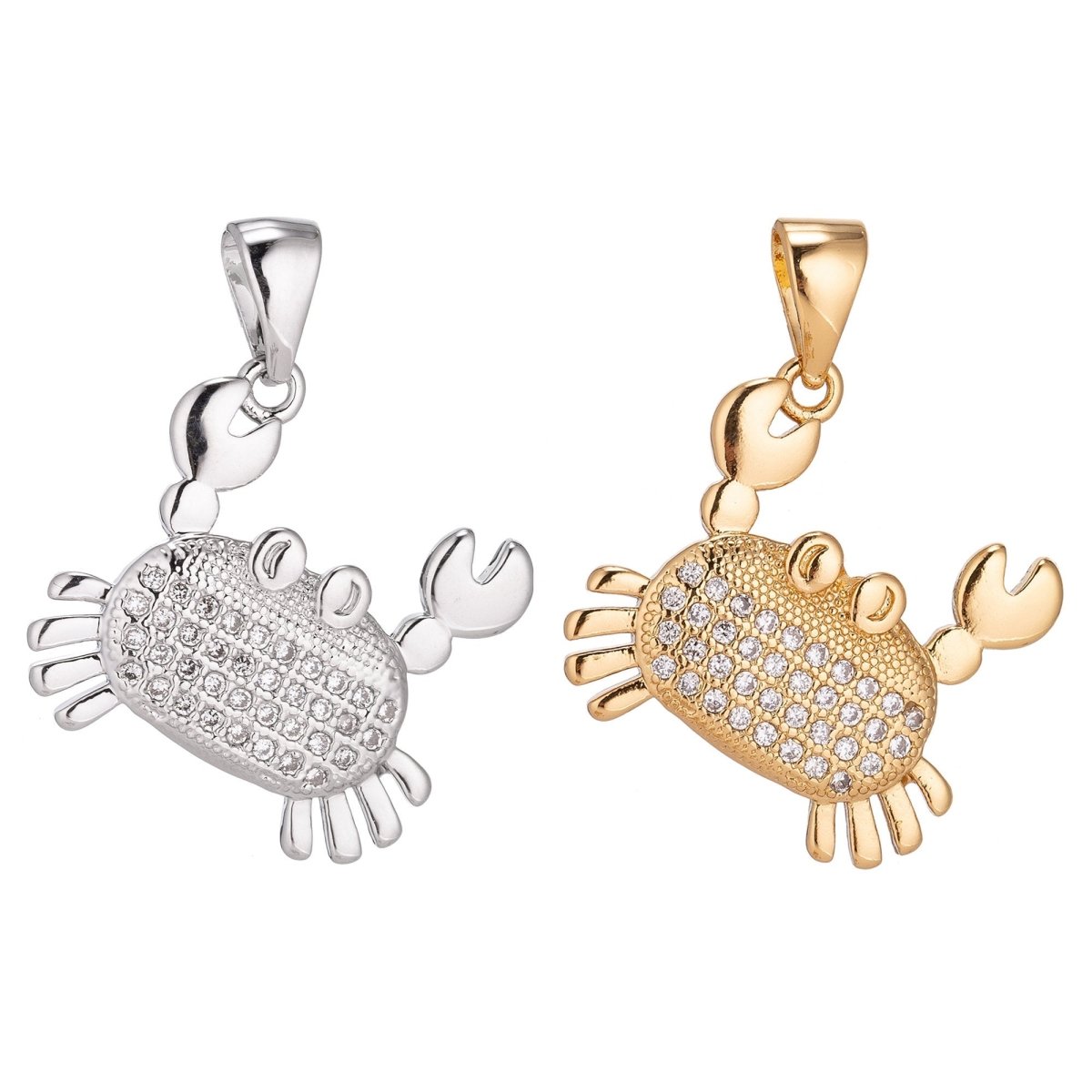 18K Gold Filled Pendant Dainty Crab Necklace Charm for Jewelry Making Stylish Crab Charm, Micro Pave CZ Charm H-915 - DLUXCA