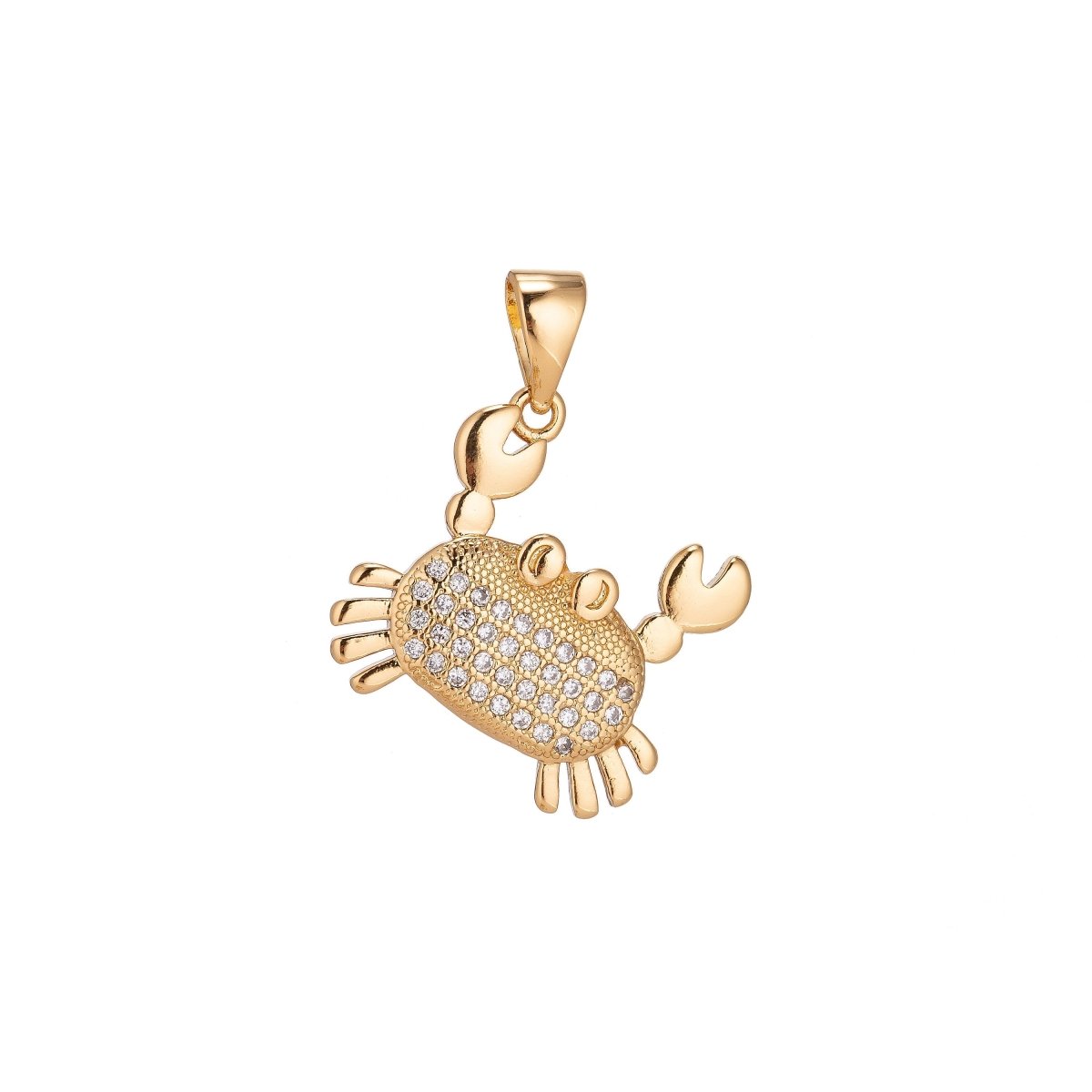 18K Gold Filled Pendant Dainty Crab Necklace Charm for Jewelry Making Stylish Crab Charm, Micro Pave CZ Charm H-915 - DLUXCA