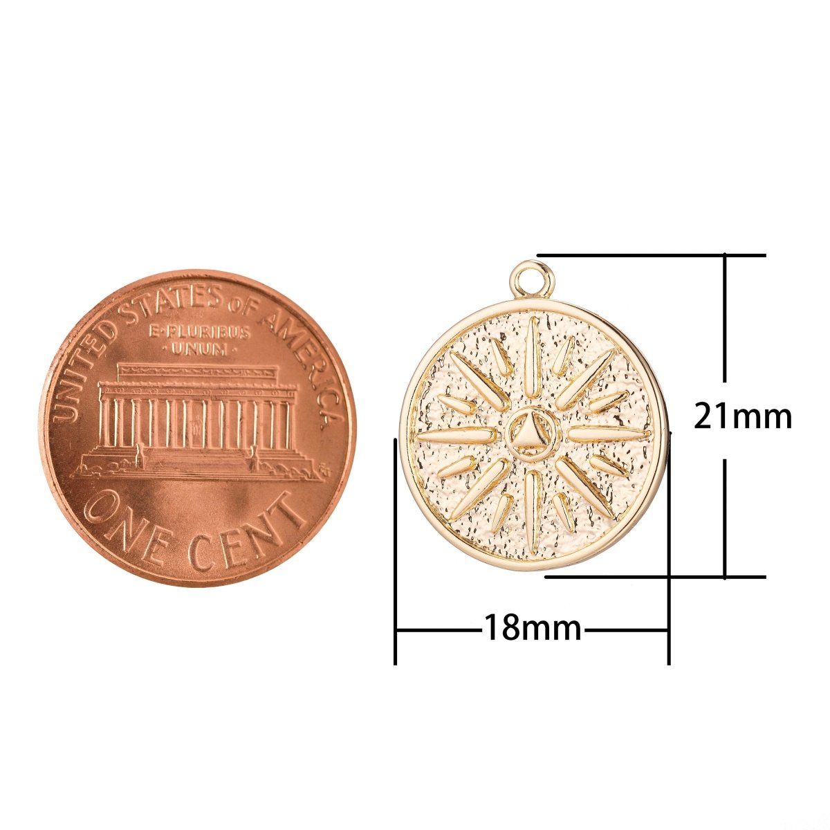 18k Gold Filled Pendant Dainty Rustic Textured Star Coin Layering Necklace Charm for Jewelry Making Sun Ray Charm Earring Bracelet Charm C-345 - DLUXCA