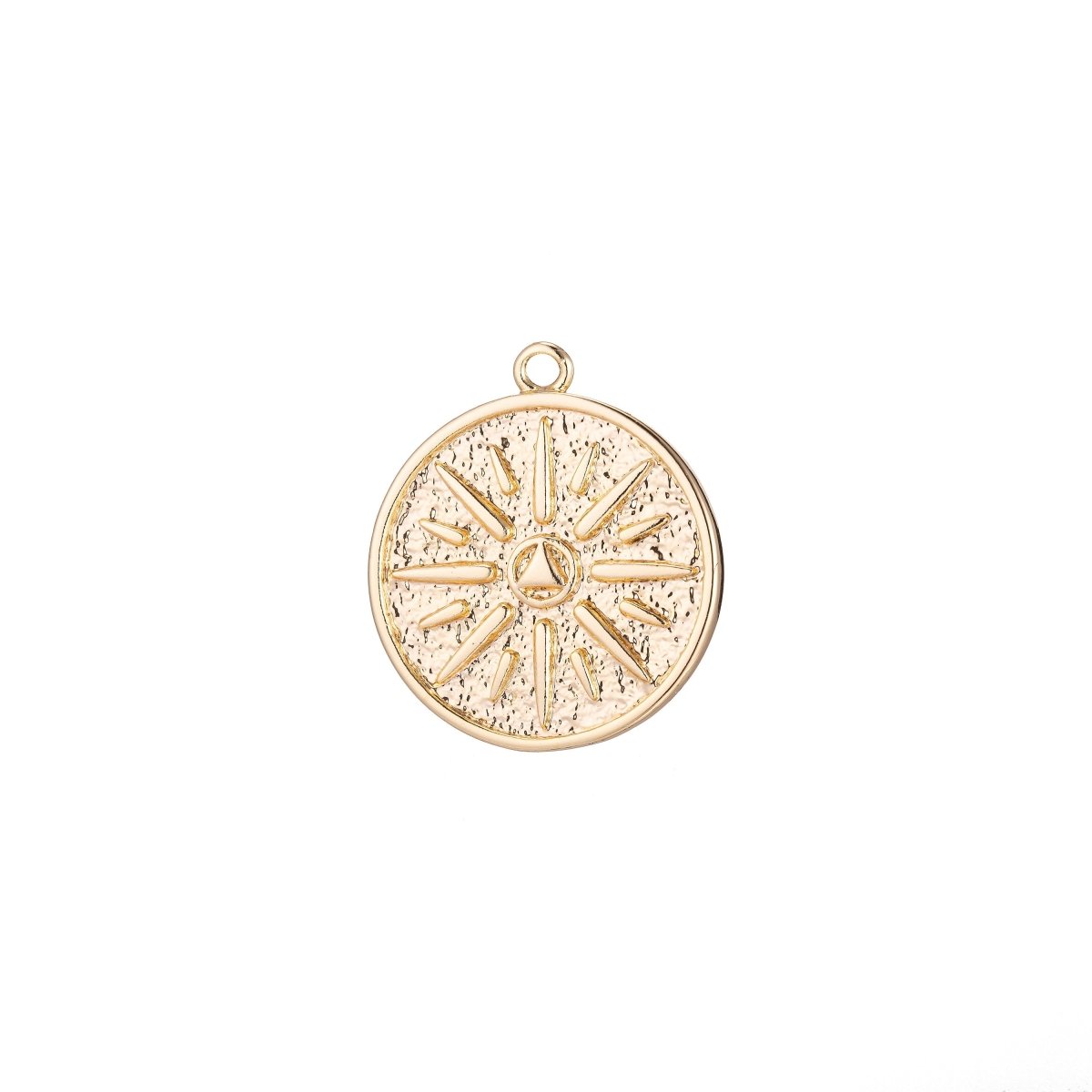 18k Gold Filled Pendant Dainty Rustic Textured Star Coin Layering Necklace Charm for Jewelry Making Sun Ray Charm Earring Bracelet Charm C-345 - DLUXCA