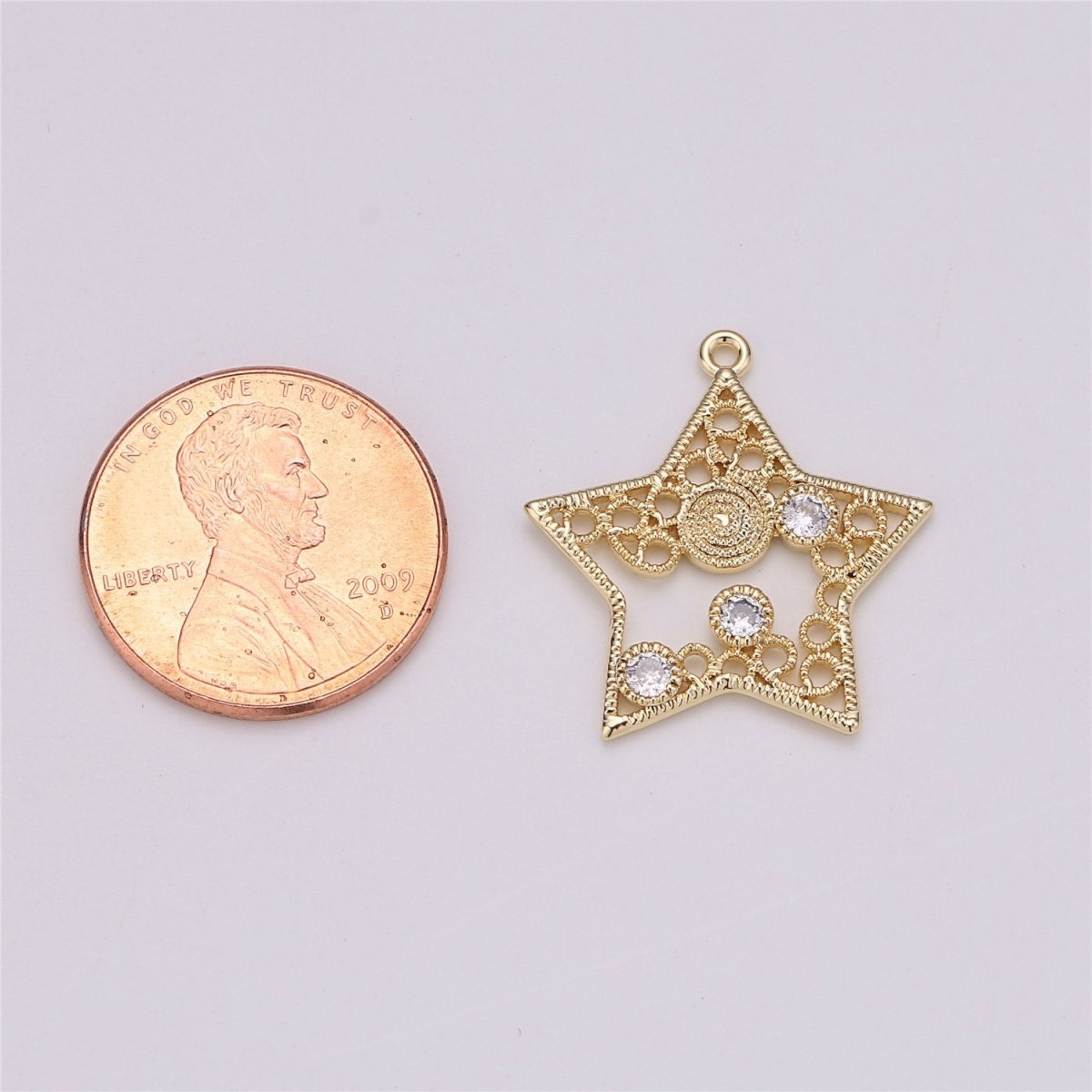 18K Gold Filled Pendant Dainty Star Charm Necklace Charm for Jewelry Making Stylish Star Earring Charm, Micro Pave CZ CharmC-457 - DLUXCA