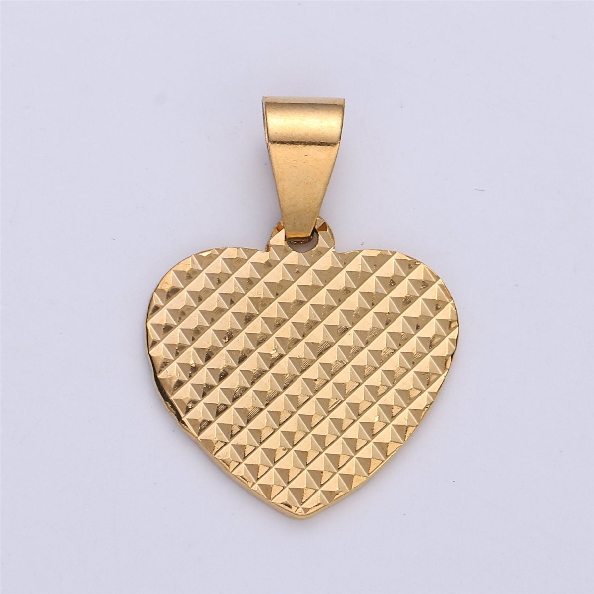 18k Gold Filled Pendant Faceted Heart Charm for necklace Heart Medallion Pendant I-155 - DLUXCA