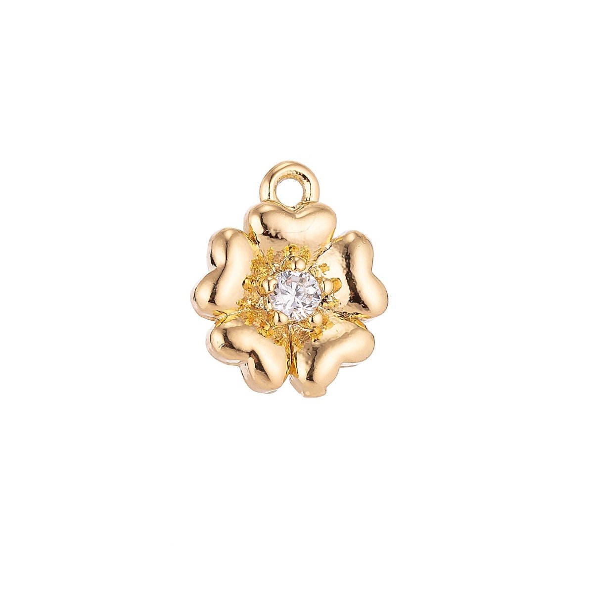 18K Gold Filled Petals Flower Cubic Zirconia Pendant Earring C-013 - DLUXCA