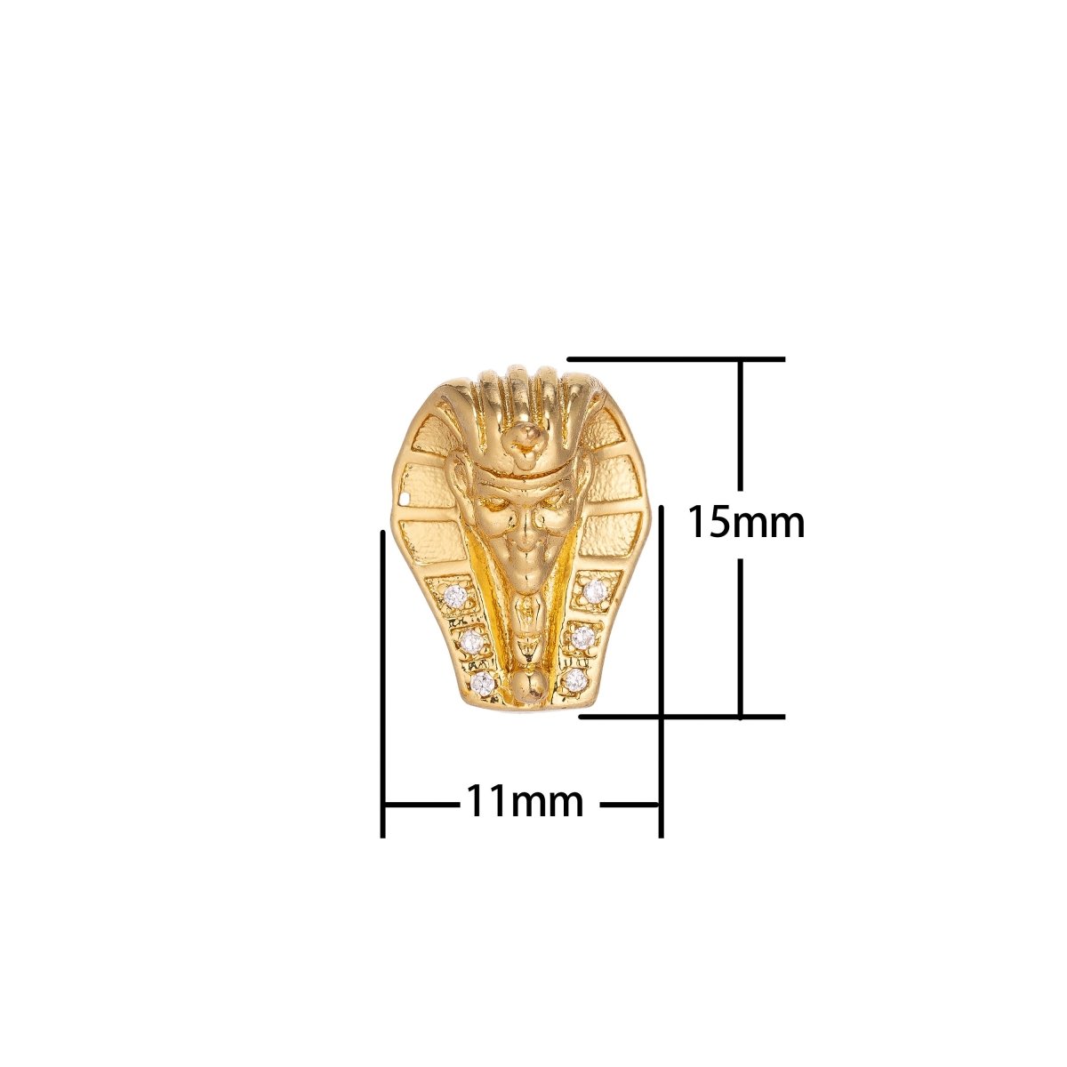 18K Gold Filled Pharaoh Head Egyptian King Cubic Zirconia Bracelet Bead Charm Micro Pave Bead Spacer CenterPiece beaded bracelet, B-163 - DLUXCA