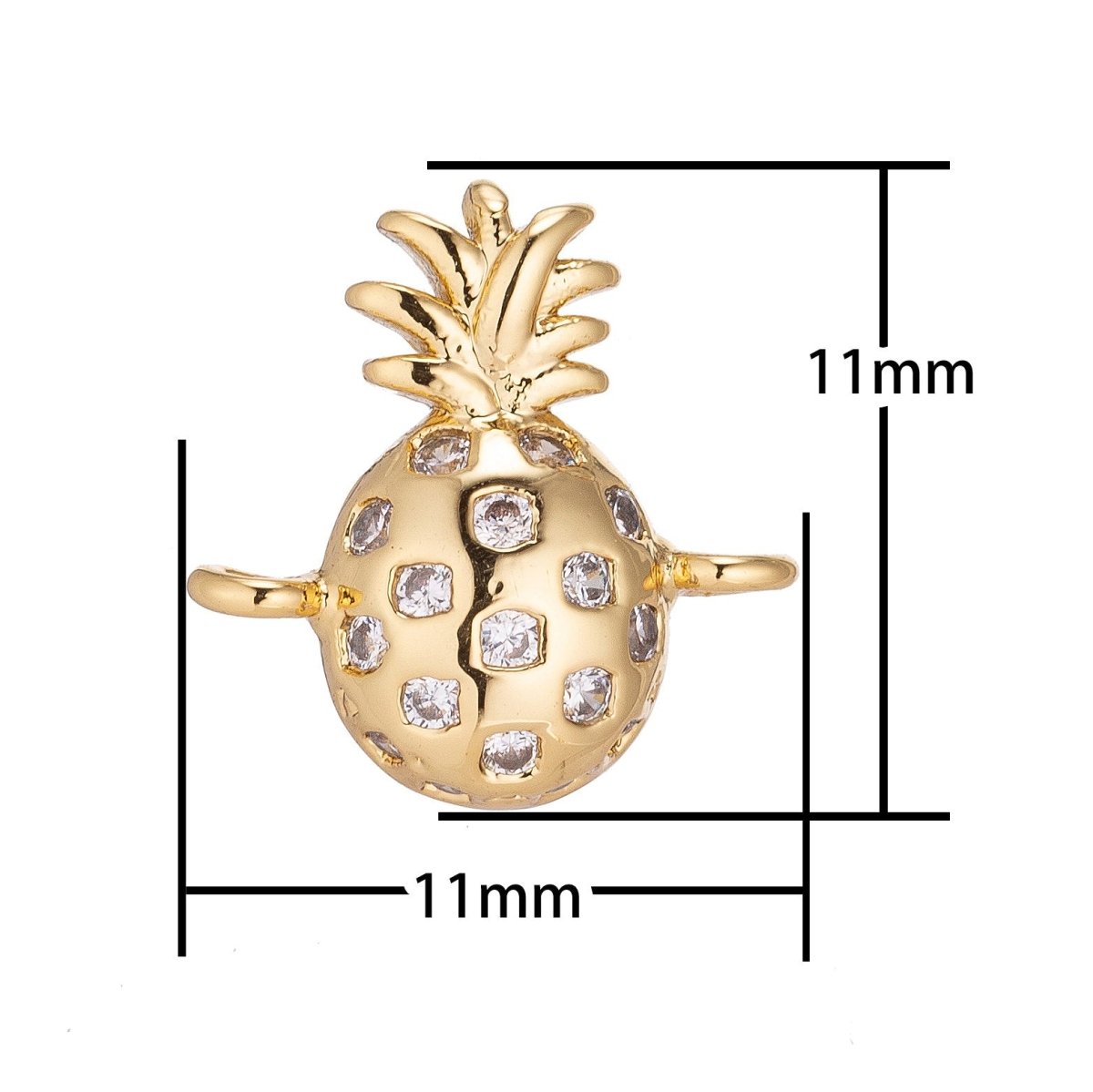 18K Gold Filled Pineapple Tropical Fruit Cubic Zirconia Bracelet Charm Bead Finding Connector for Earring Jewelry Making F-825 - DLUXCA