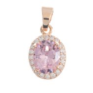 18K Gold Filled Pink Oval Micro Paved CZ Pendant I-347 - DLUXCA