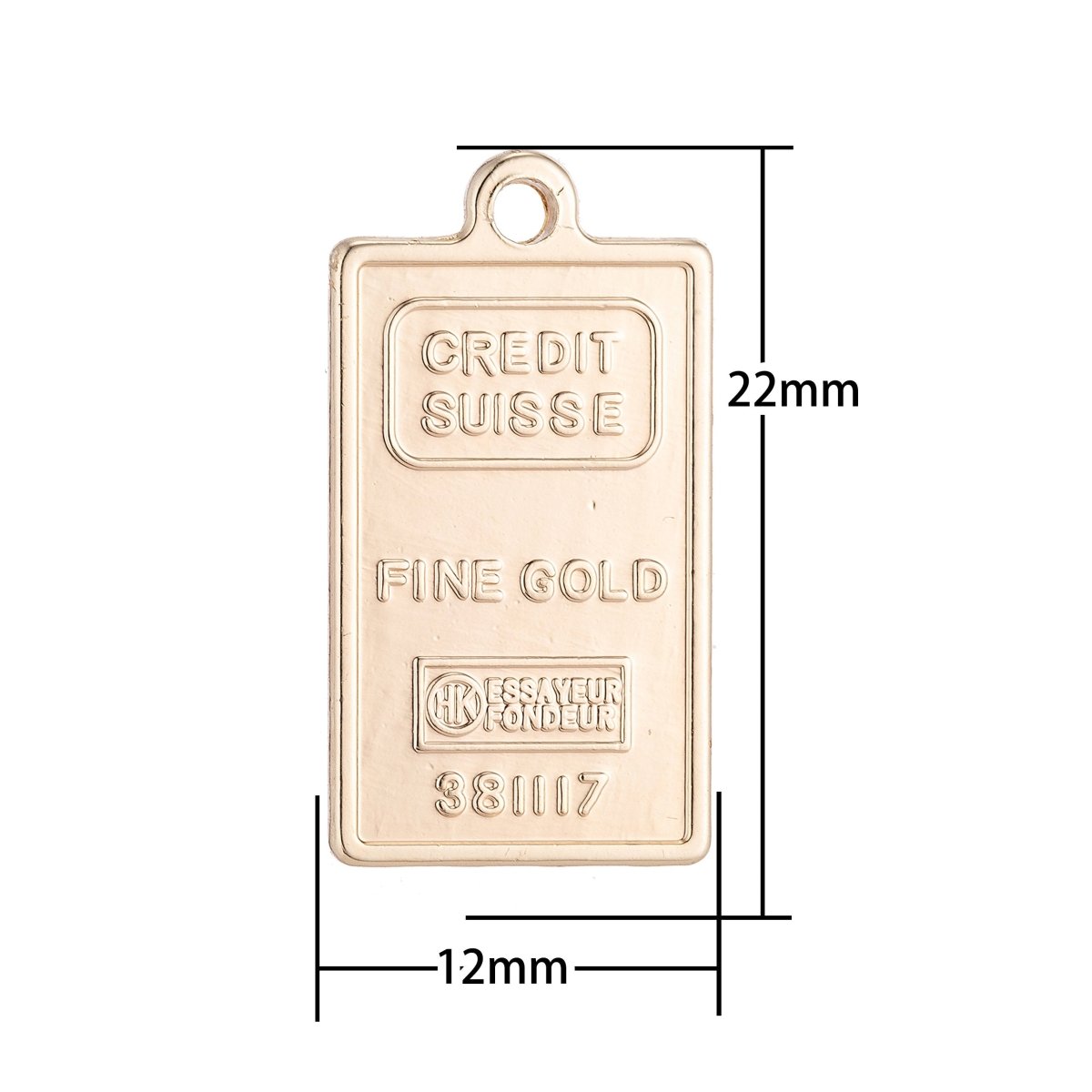 18K Gold Filled Queen Elizabeth Fine Bar Tag Charm C-001 - DLUXCA