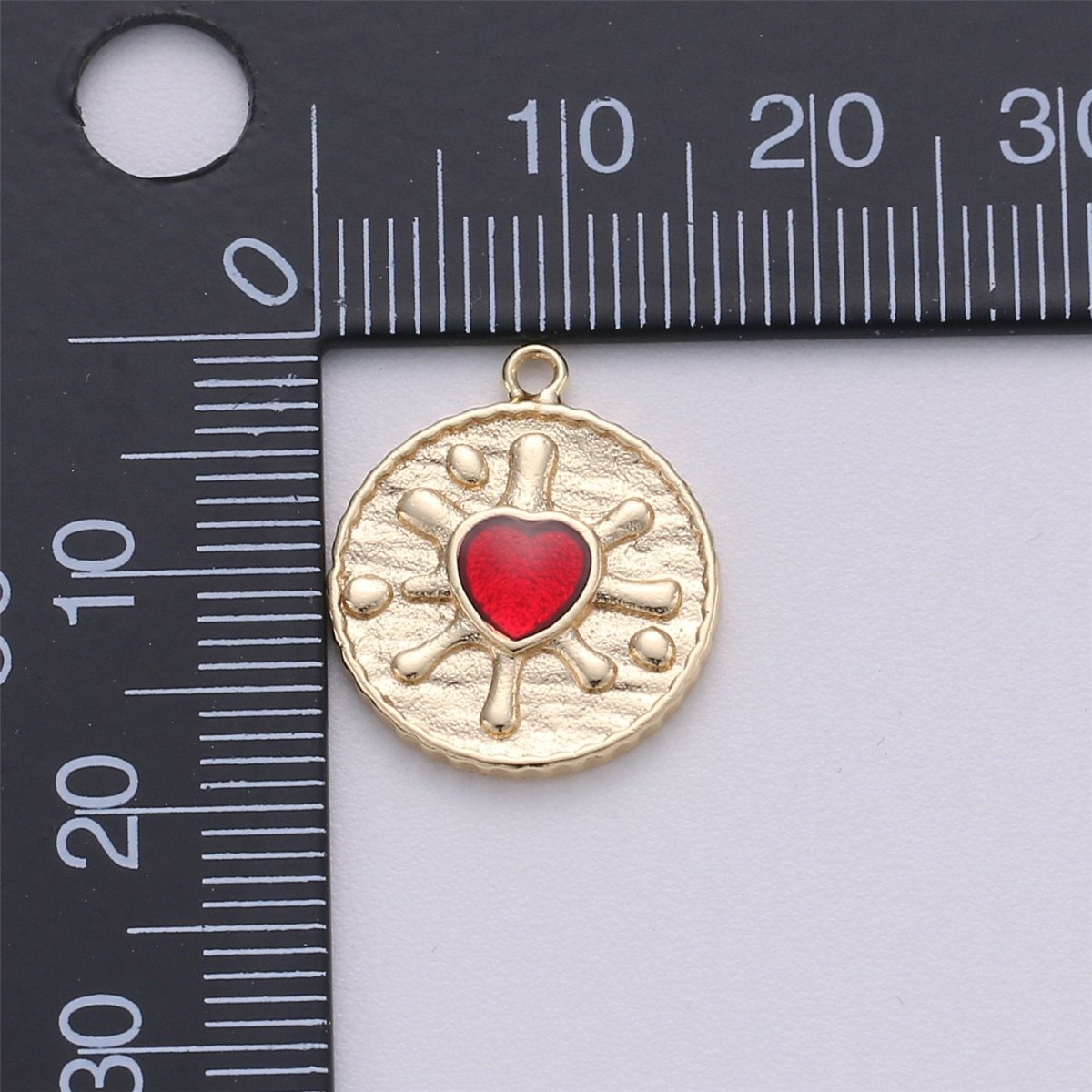 18k Gold Filled Red Heart Pendant Red Enamel Heart Charm Dainty Coin Charm for Necklace Bracelet Earring Charm Making supply E-487 - DLUXCA