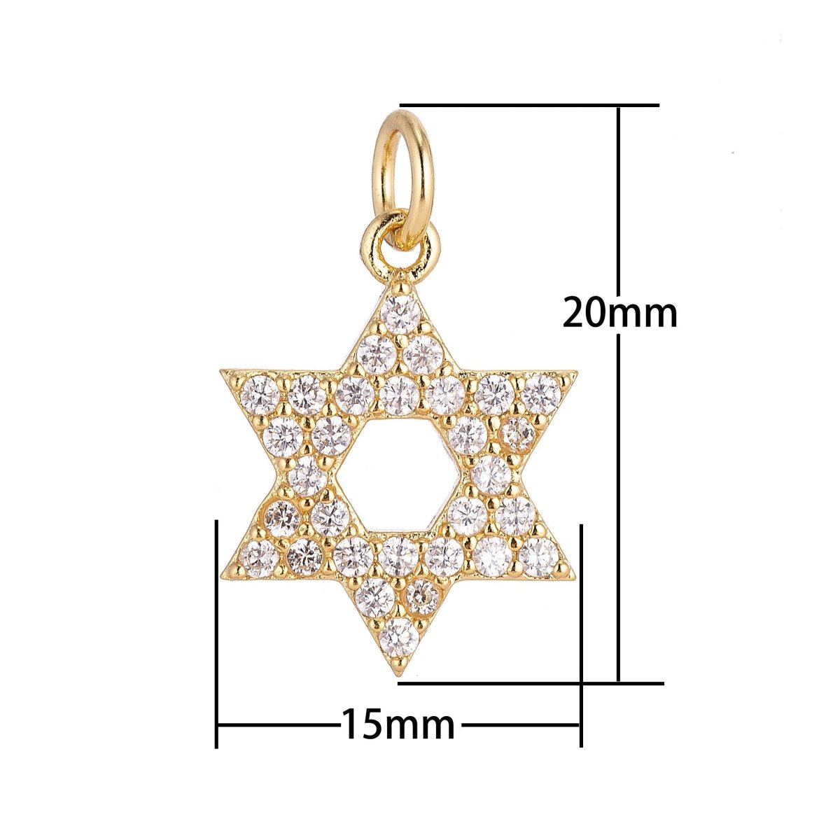 18K Gold Filled Religious Star of David Cubic Zirconia Charm Necklace Pendant Findings for Jewelry Making C-039 - DLUXCA