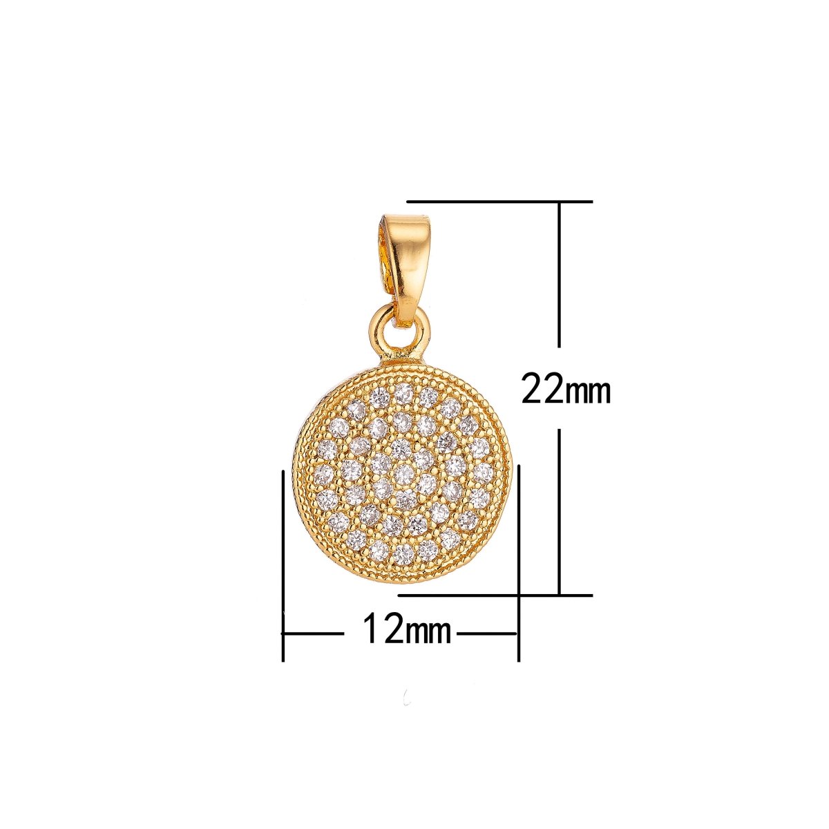 18k Gold Filled Ring Circle Dangle Modern Classic Ladies DIY Craft Cubic Zirconia Necklace Pendant Charm Bails Findings for Jewelry Making CL-H11 - DLUXCA