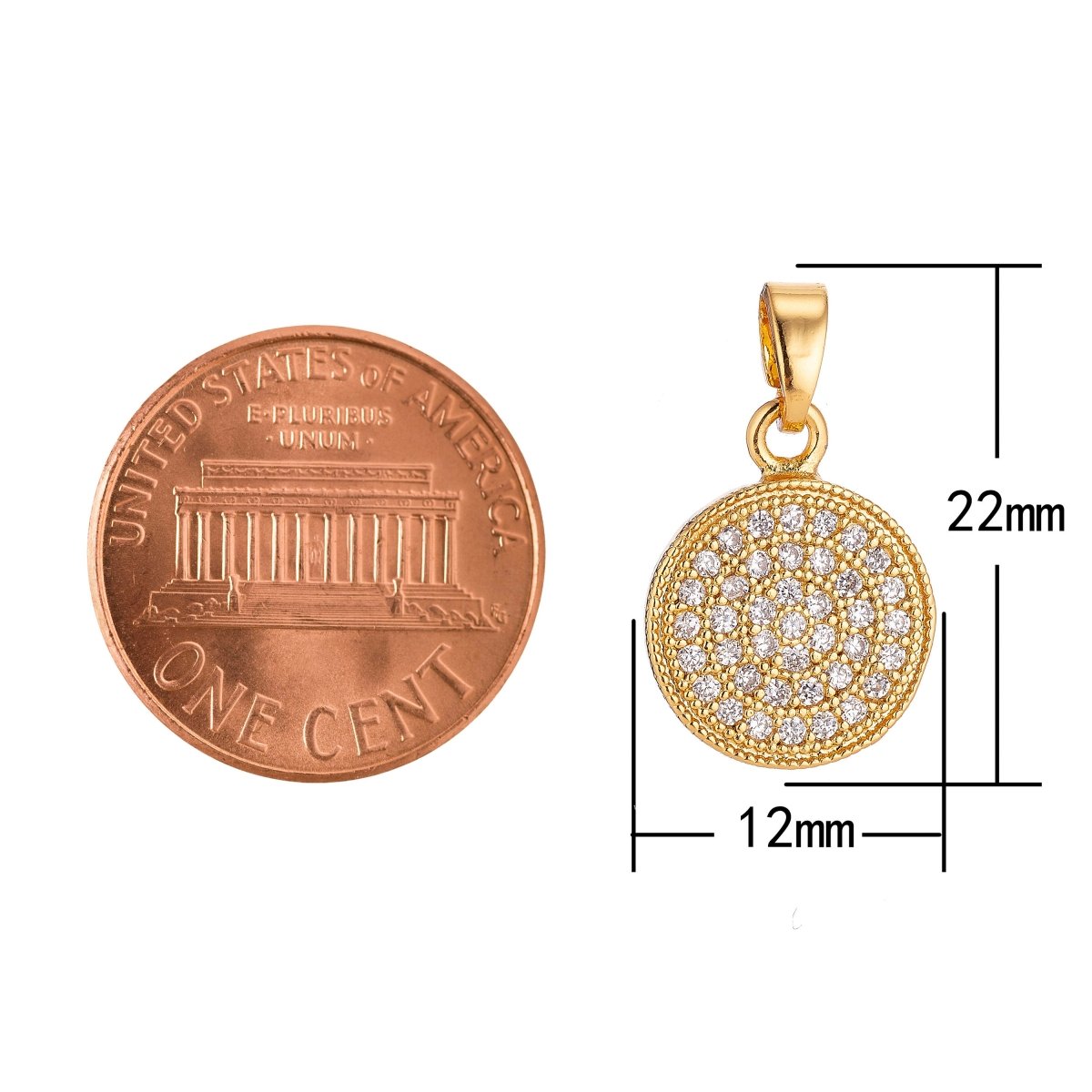 18k Gold Filled Ring Circle Dangle Modern Classic Ladies DIY Craft Cubic Zirconia Necklace Pendant Charm Bails Findings for Jewelry Making CL-H11 - DLUXCA