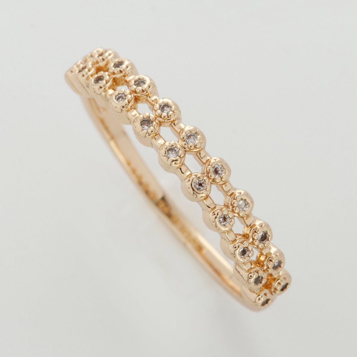 18k gold Filled Ring Micro Pave Cz Cubic Zirconia Gold Band Minimalist Jewelry Stackable U-010~U-013 - DLUXCA