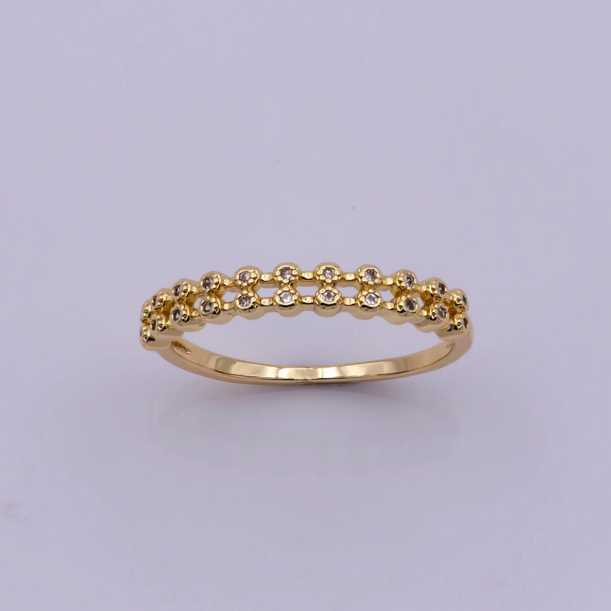 18k gold Filled Ring Micro Pave Cz Cubic Zirconia Gold Band Minimalist Jewelry Stackable U-010~U-013 - DLUXCA