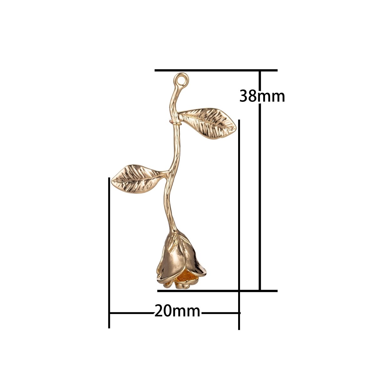 18k Gold Filled Rose Pendant Gold Rose Charm Charm Floral, Flower Belle Layered Necklace Pendant Bails for Jewelry Making E-873 - DLUXCA