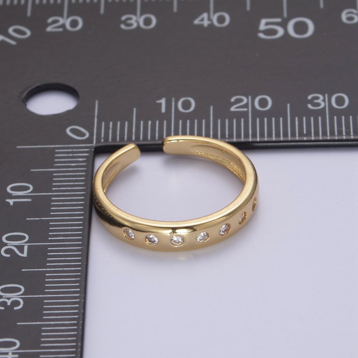 18K Gold Filled Round Micro Pave Ring,Multi-Color Zircon Round Ring,Minimalist Ring,Gold Open Ring,Adjustable Ring,Gift for Her U-515 ~ U-516 - DLUXCA
