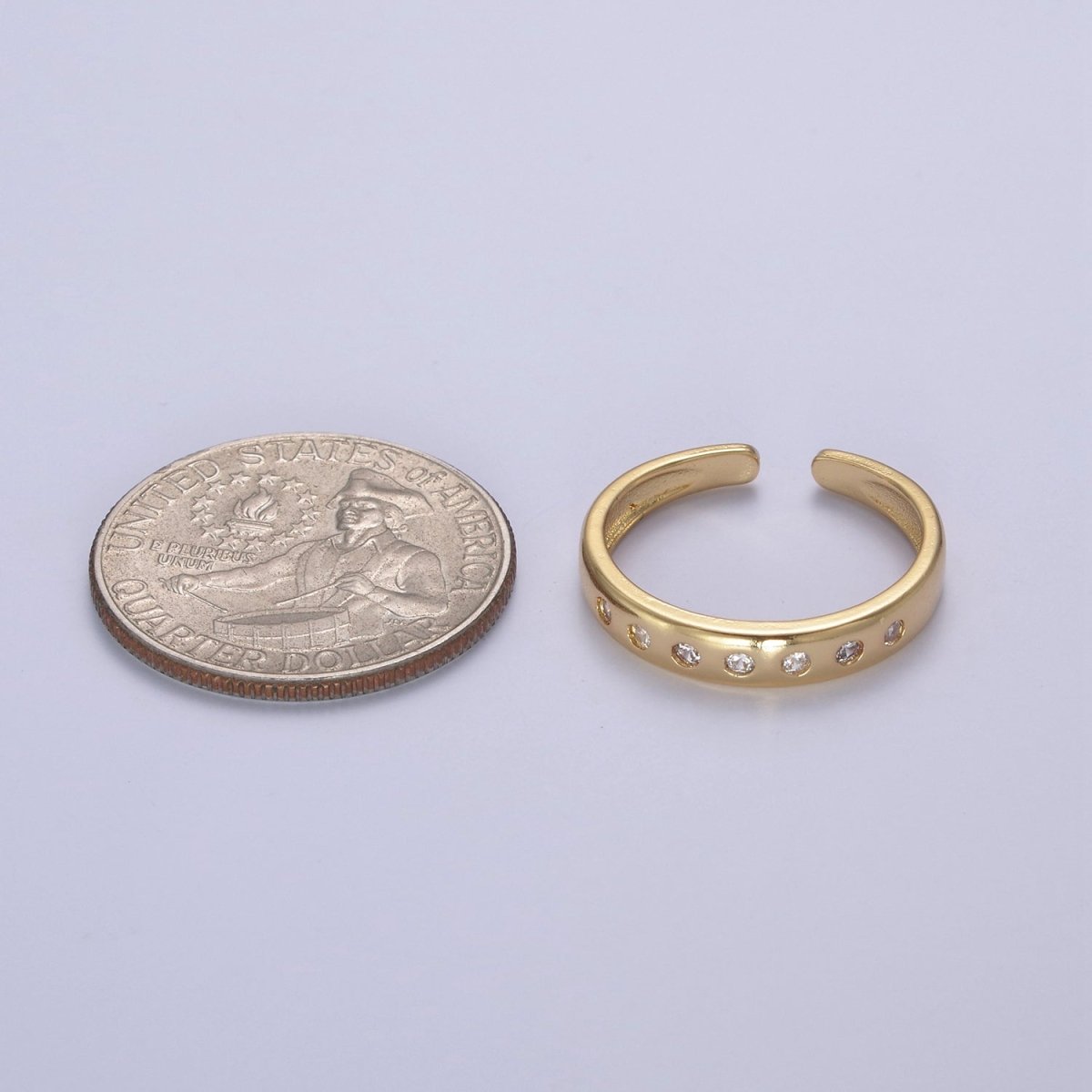 18K Gold Filled Round Micro Pave Ring,Multi-Color Zircon Round Ring,Minimalist Ring,Gold Open Ring,Adjustable Ring,Gift for Her U-515 ~ U-516 - DLUXCA