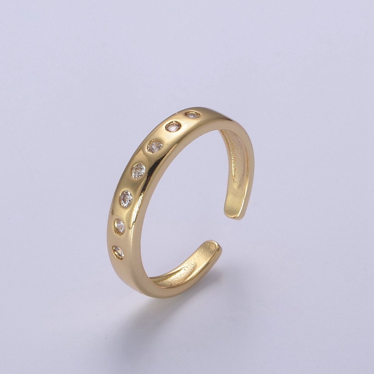 18K Gold Filled Round Micro Pave Ring,Multi-Color Zircon Round Ring,Minimalist Ring,Gold Open Ring,Adjustable Ring,Gift for Her U-515 ~ U-516 - DLUXCA