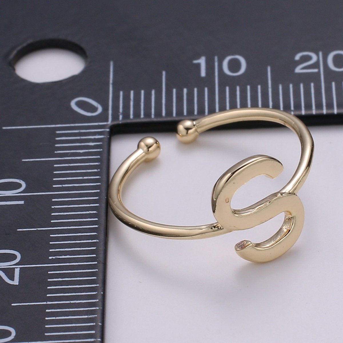 18K Gold Filled "S" Adjustable Ring - R284 - DLUXCA