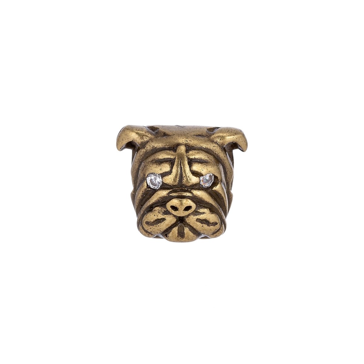 18K Gold Filled Scary Mad Angry Bulldog Head Antique Spacer Bead | B-018 - DLUXCA