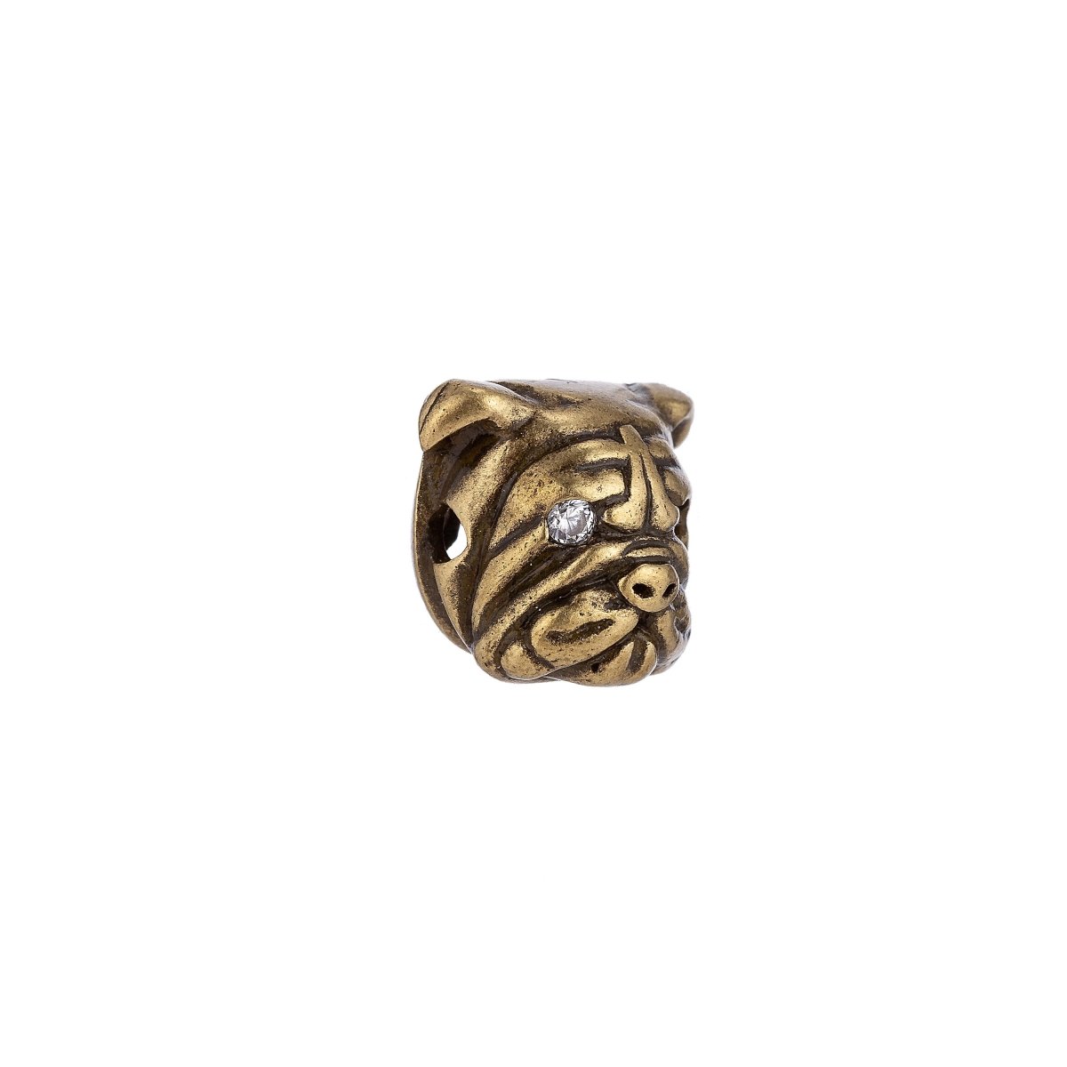 18K Gold Filled Scary Mad Angry Bulldog Head Antique Spacer Bead | B-018 - DLUXCA