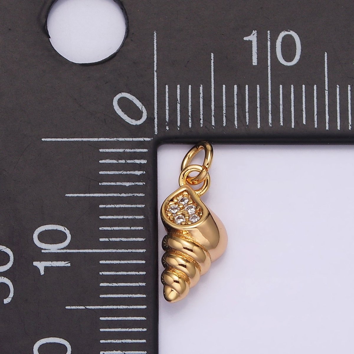 18K Gold Filled Sea Clam Shell Micro Paved CZ Charm | N1759 - DLUXCA