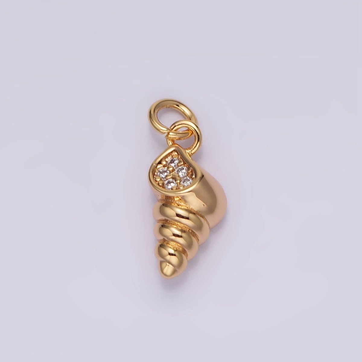 18K Gold Filled Sea Clam Shell Micro Paved CZ Charm | N1759 - DLUXCA