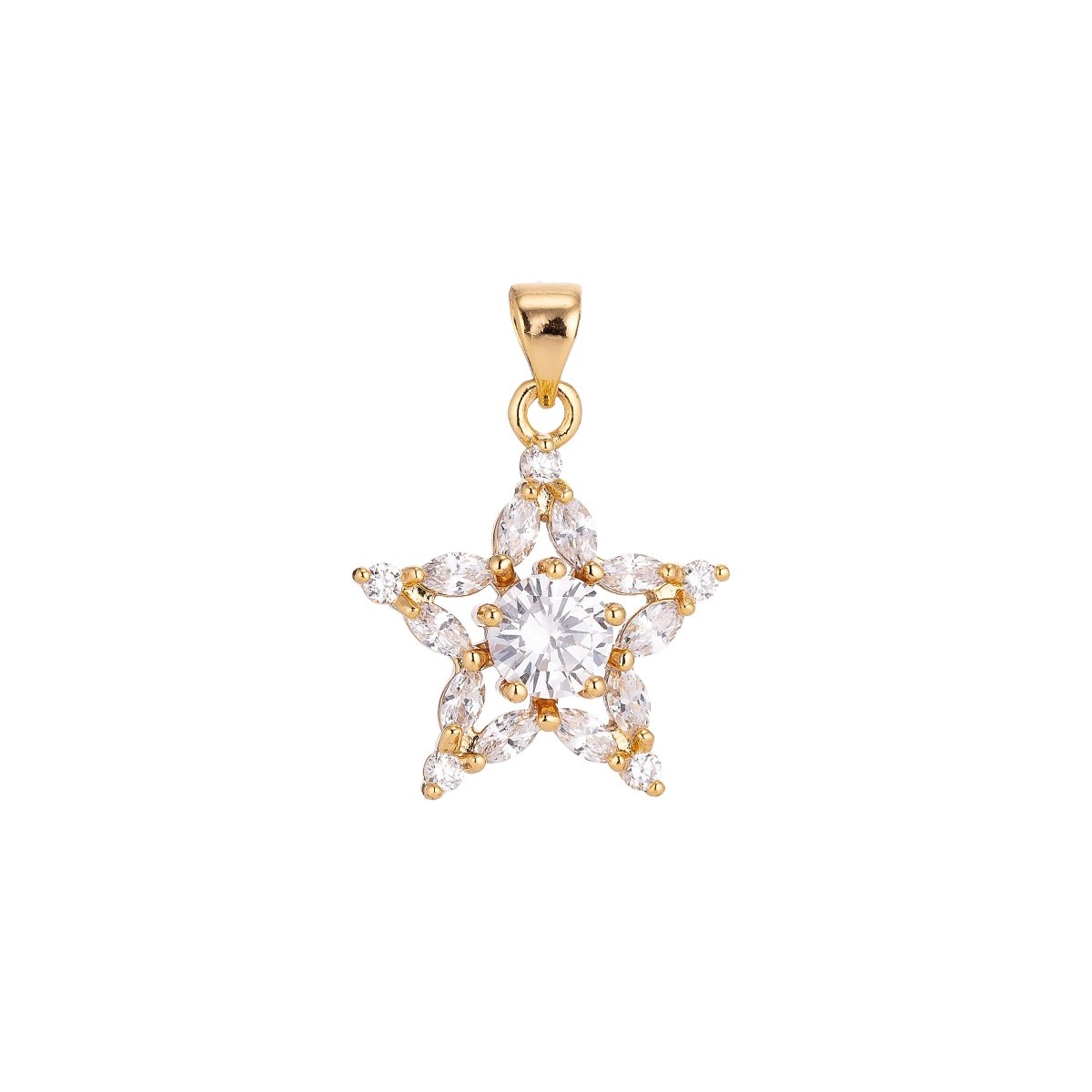 18k Gold Filled Shine bright Star in CZ H-268 - DLUXCA