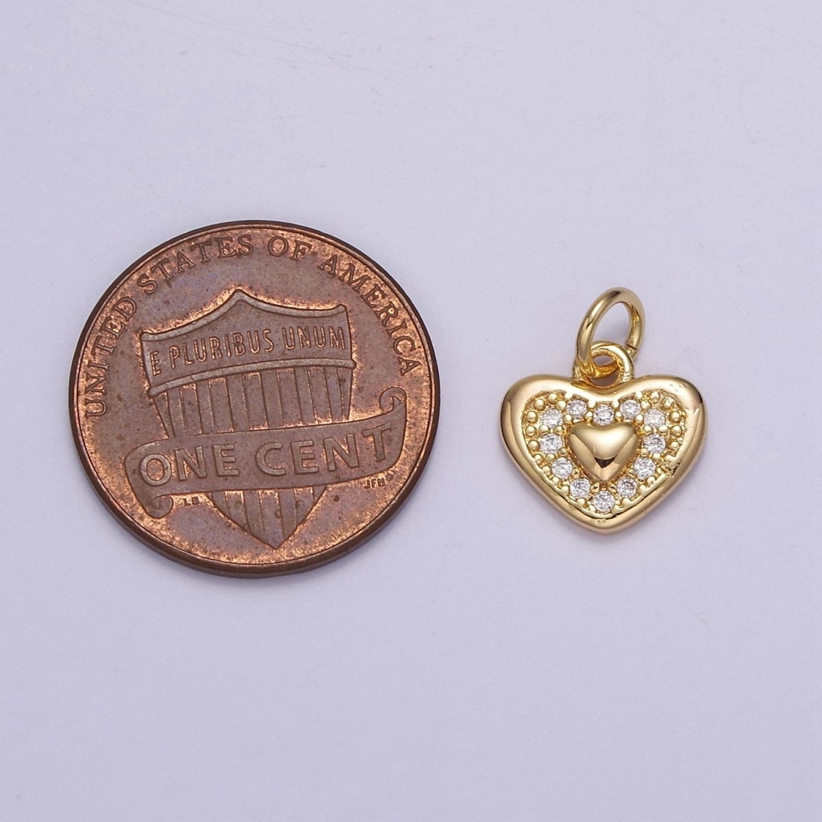 18K Gold Filled Small Heart Charm Pendant CZ Micro Pave, Heart Charm, Heart Pendant, Heart Necklace, Cubic Zirconia E-710 - DLUXCA