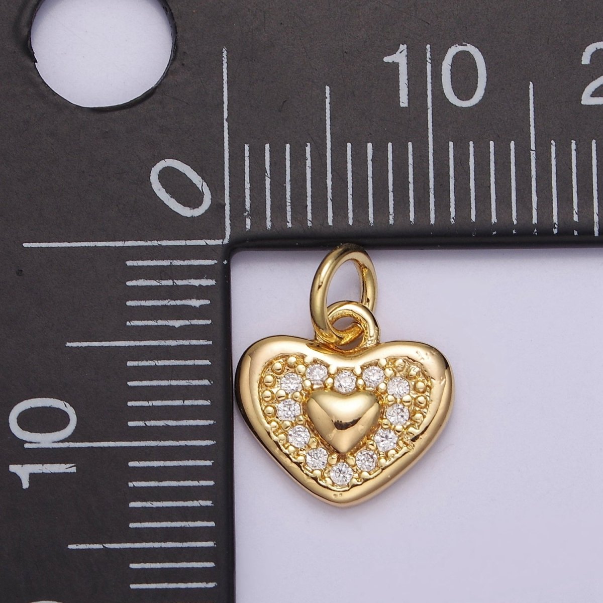 18K Gold Filled Small Heart Charm Pendant CZ Micro Pave, Heart Charm, Heart Pendant, Heart Necklace, Cubic Zirconia E-710 - DLUXCA