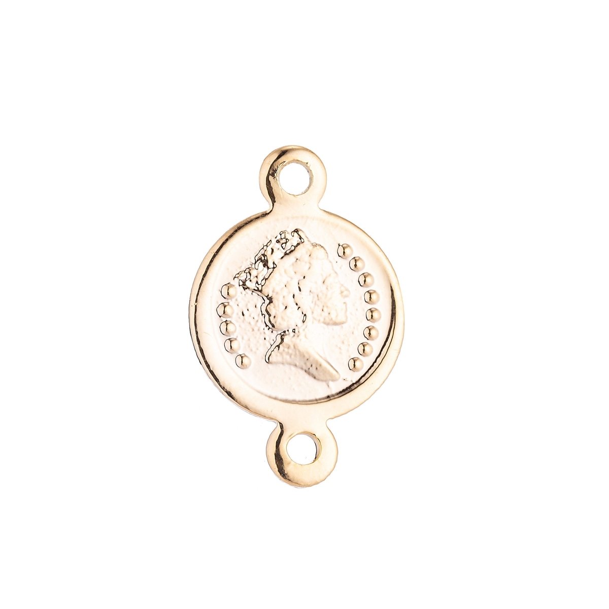 18K Gold Filled Spiritual Religious Queen Elizabeth Medallion Bracelet Charm Bead Finding Connector For Jewelry Making F-018 - DLUXCA