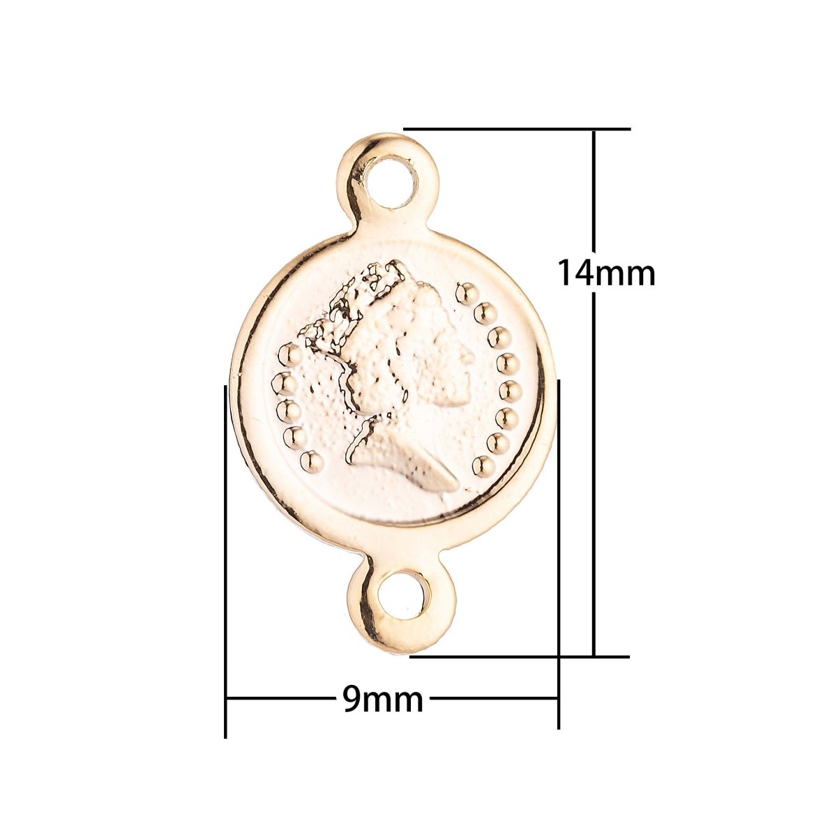 18K Gold Filled Spiritual Religious Queen Elizabeth Medallion Bracelet Charm Bead Finding Connector For Jewelry Making F-018 - DLUXCA