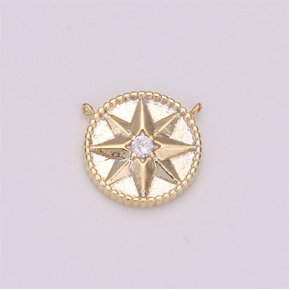 18k Gold Filled Star Coin Charm Celestial North Star Coin Pendant Tiny Small 12mm CZ Drop Charm Minimalist Jewelry Double Bail Pendant F-287 - DLUXCA