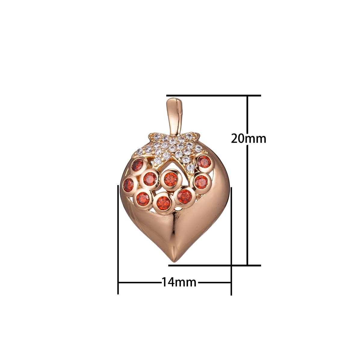 18K Gold Filled Strawberry Charm Red Strawberry Pendant for Layer Necklace Finding Jewelry Making Supply H-850 - DLUXCA