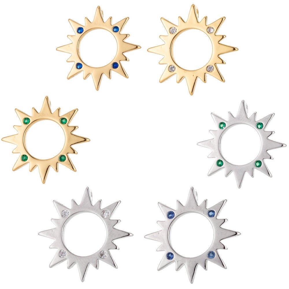 18k Gold Filled Sun Charm Pendant, Dainty Sun Burst Pendant SunBurst Necklace Earring Charm Pendant K-057 - K-059 - DLUXCA