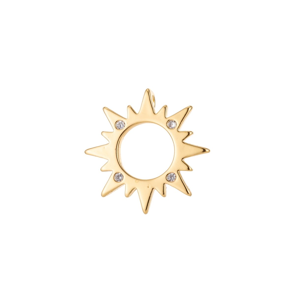 18k Gold Filled Sun Charm Pendant, Dainty Sun Burst Pendant SunBurst Necklace Earring Charm Pendant, SUPP-57-59/K-57-59 - DLUXCA