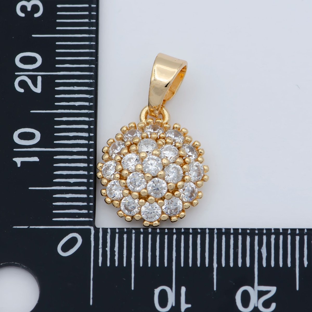 18K Gold Filled Sun CZ paved Charm, Bright Cubic Micro paved Pendant Celestial Jewelry Craft Supply, Sunshine, Sunburst, Nature Lover Gift I-090 - DLUXCA