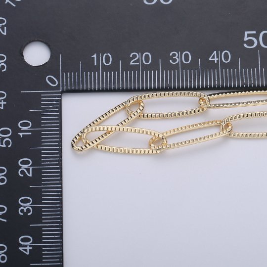 18K Gold Filled Textured Unique Paper Clip Chain for Necklace Bracelet Anklet Supply by Yard, Wholesale Bulk Roll Chain by Yard | ROLL-300 Clearance Pricing - DLUXCA