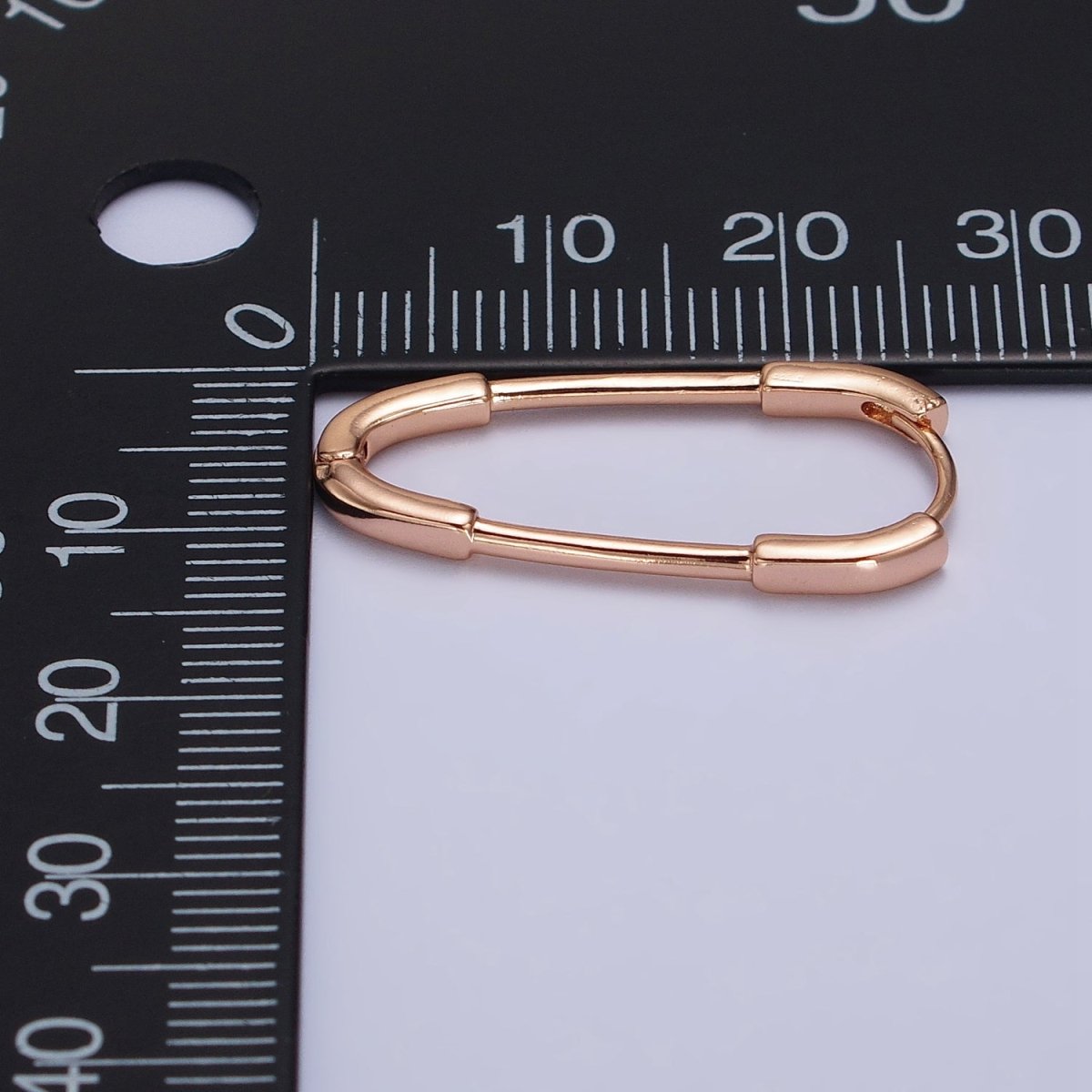 18k Gold Filled Thin Oblong Hoop Earring Oval Lever Back Earring Minimalist Jewelry AB1069 - DLUXCA